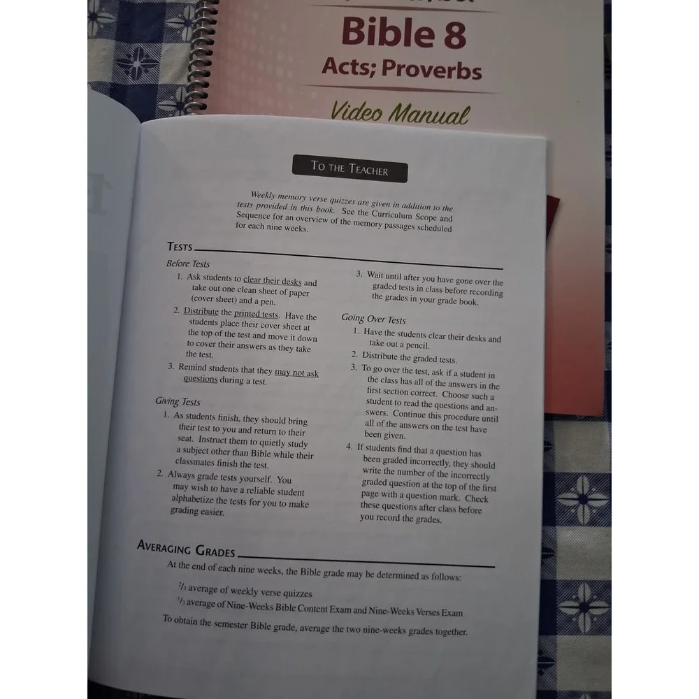 NEW Abeka Bible Grade 8 Acts Proverbs Textbook Quizzes Tests Teacher Answer Keys